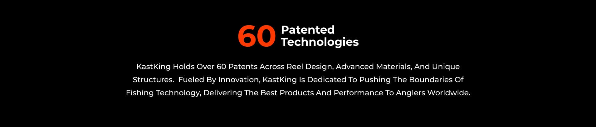 Text highlighting '60 Patented Technologies' with a black background