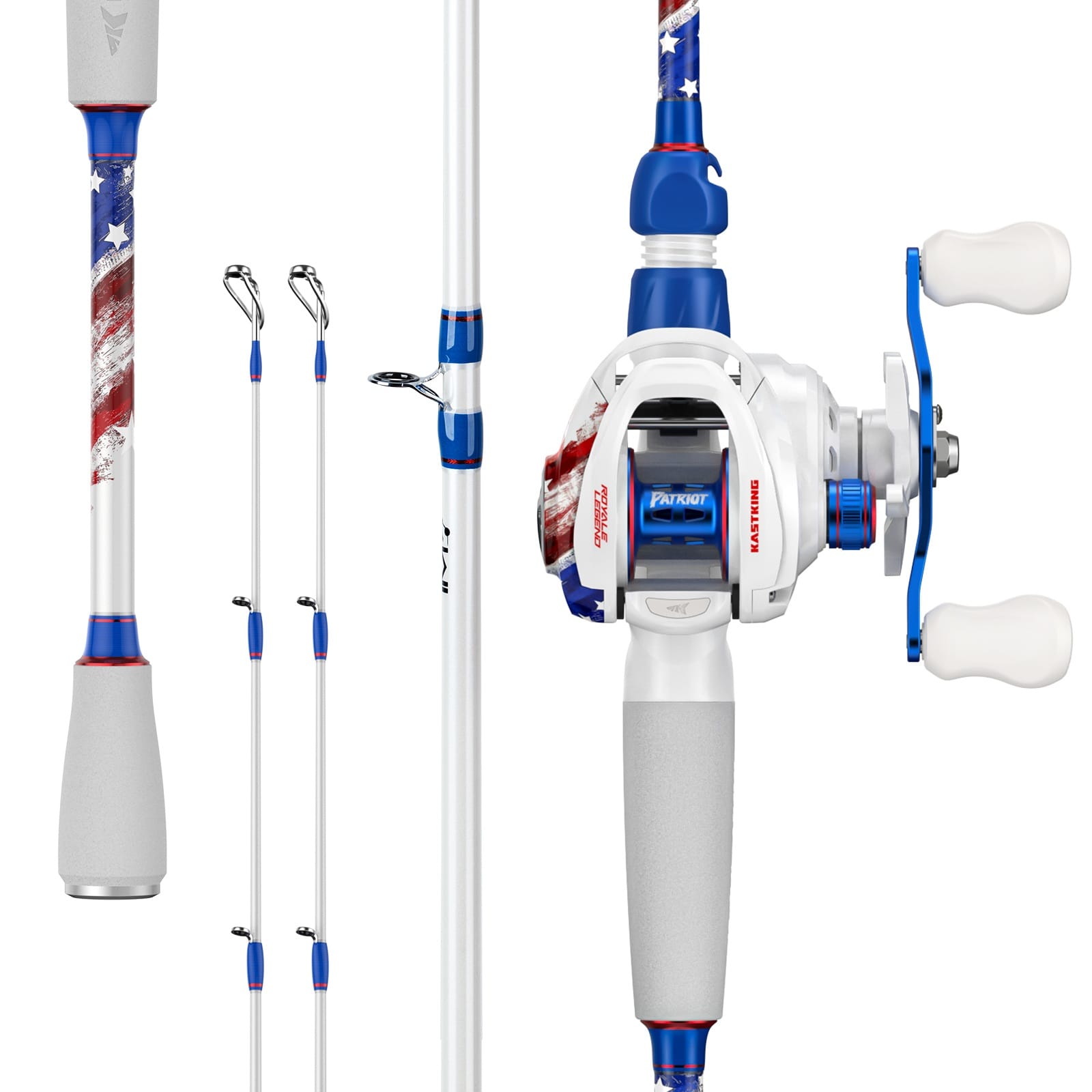 baitcaster rod and reel for sale KastKing Royale Legend Patriot Twin-Tip Baitcaster Rod and Reel Combo