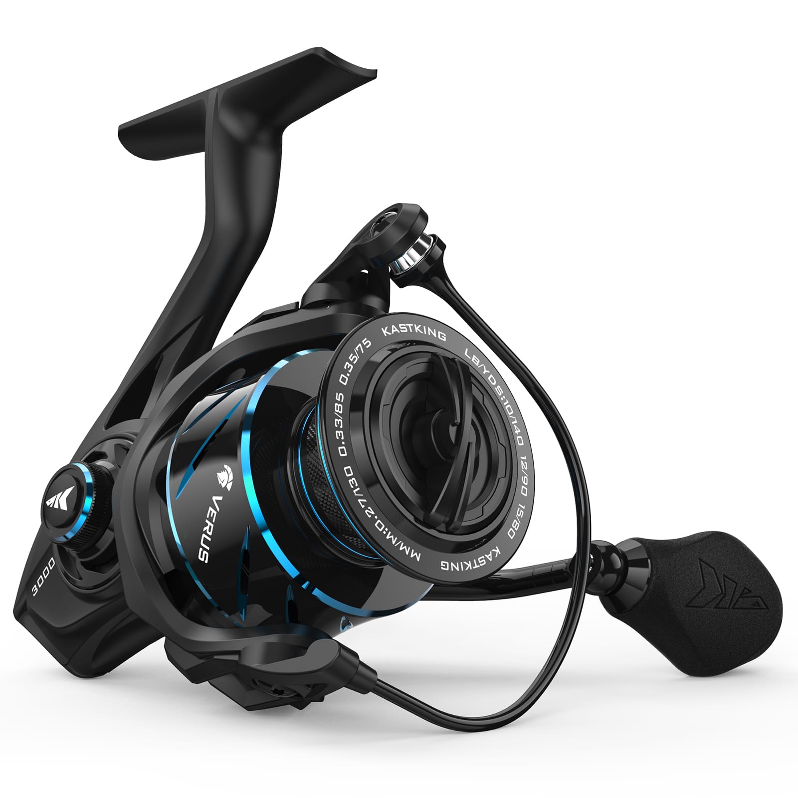 all black fishing reel KastKing Verus Spinning Fishing Reel Black / 4000