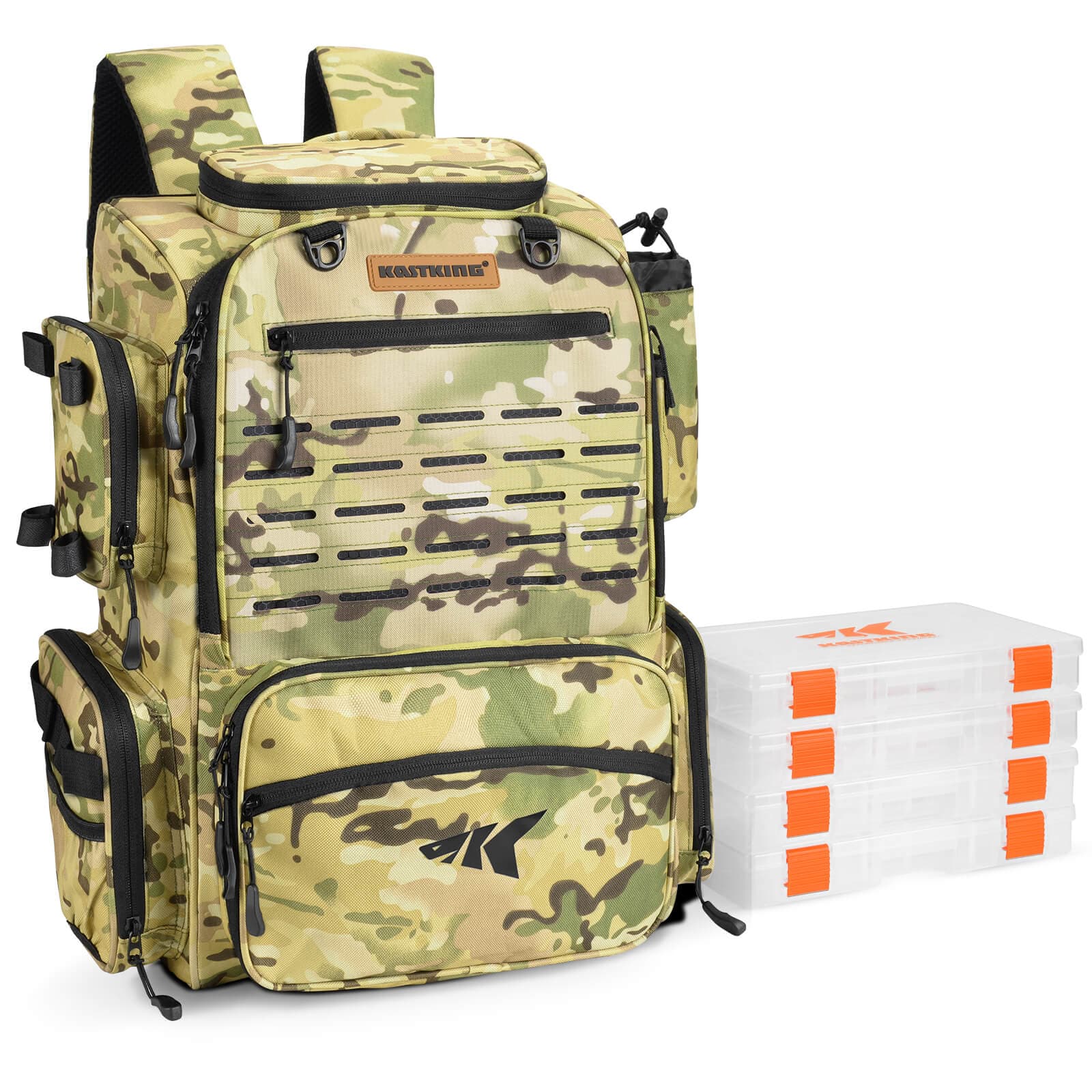 KastKing Bait Boss Fishing Tackle Backpack - Yellow Camouflage