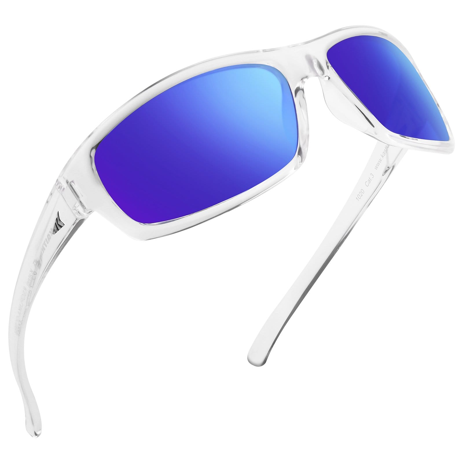 KastKing Kateel Polarized Sport Sunglasses for Men and Women - Gloss  Crystal/Smoke - Cobalt Mirror