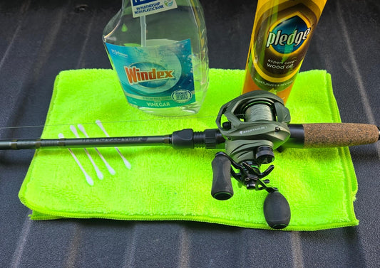 Fishing rod maintenance guide showing step-by-step care instructions on how to clean, repair, and extend the lifespan of a fishing rod