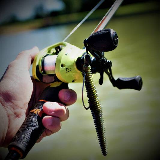 KastKing Bassinator Elite Ninja baitcasting reel on a KastKing Speed Demon Pro fishing rod