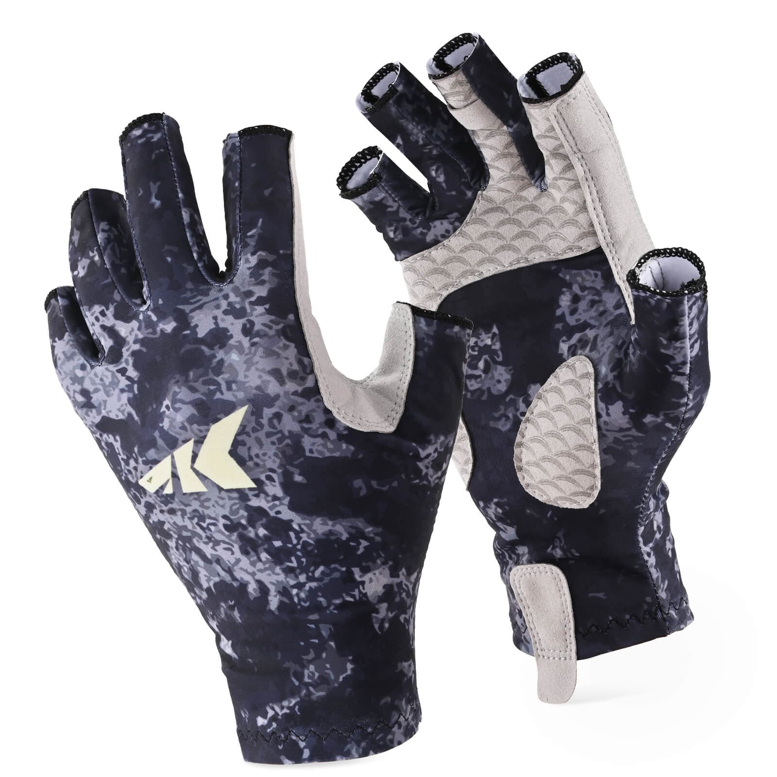 KastKing La Sal Fishing Gloves - Small/Medium / Boulder camo Obsidian