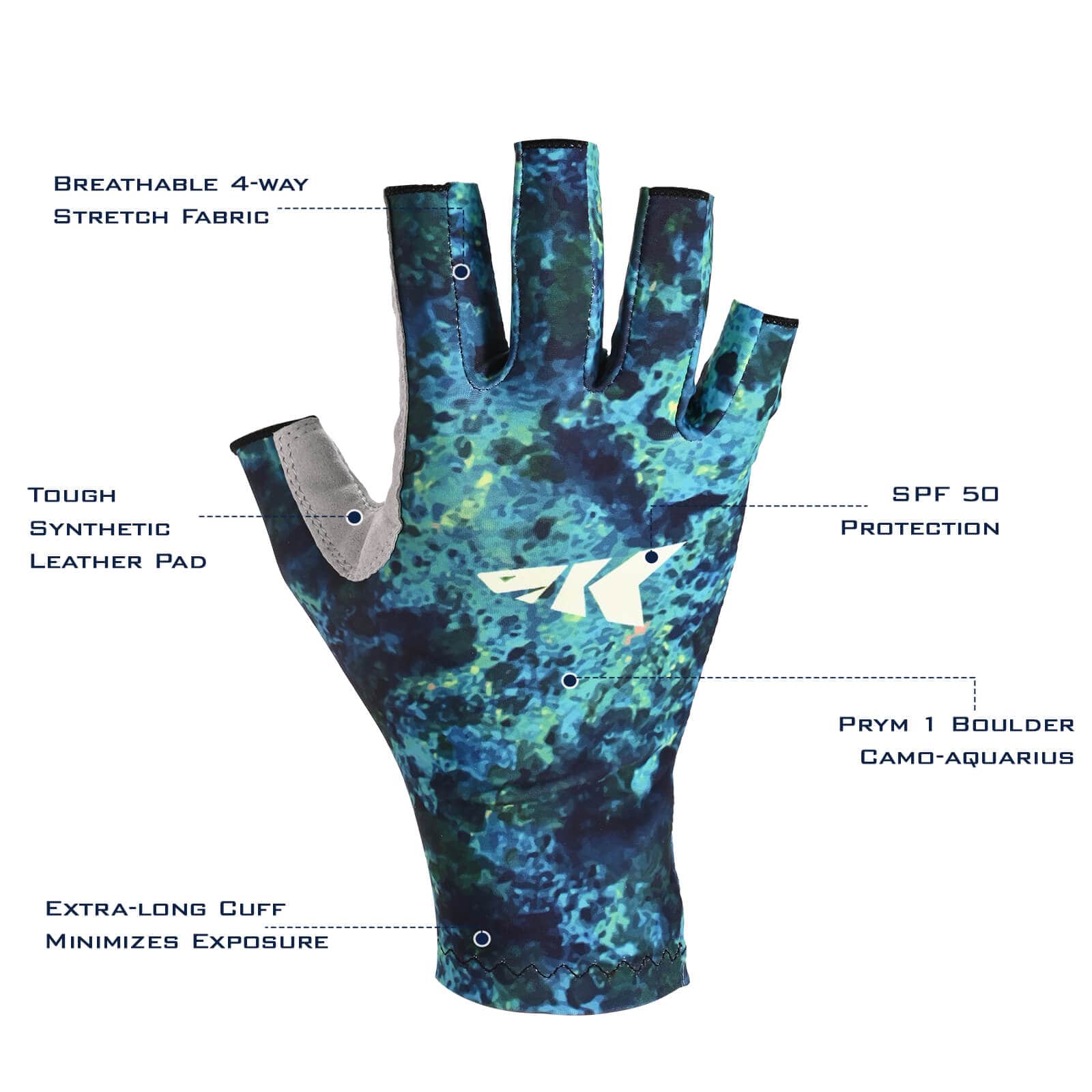 KastKing La Sal Fishing Gloves UPF50+ Sun Gloves UV Protection