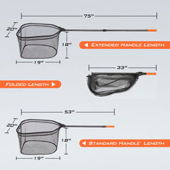KastKing Brutus Fishing Net, Foldable Extendable Fish Landing Net,  Lightweight & Portable Fishing Net with Soft EVA Foam Handle, Holds up to