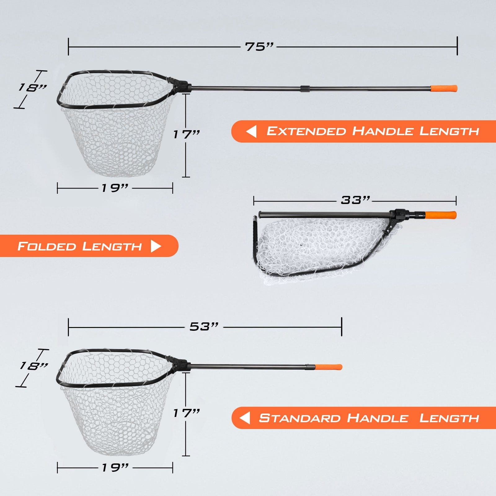 KastKing Brutus Foldable Extendable Fishing Net - Silicone net / 75 | 18  | 17