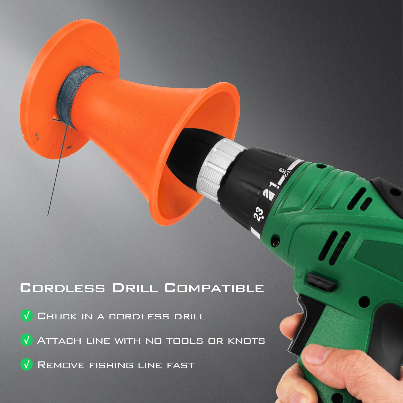drill attacment to wind fishing line on to reel KastKing Line stripper for Cordless Drill