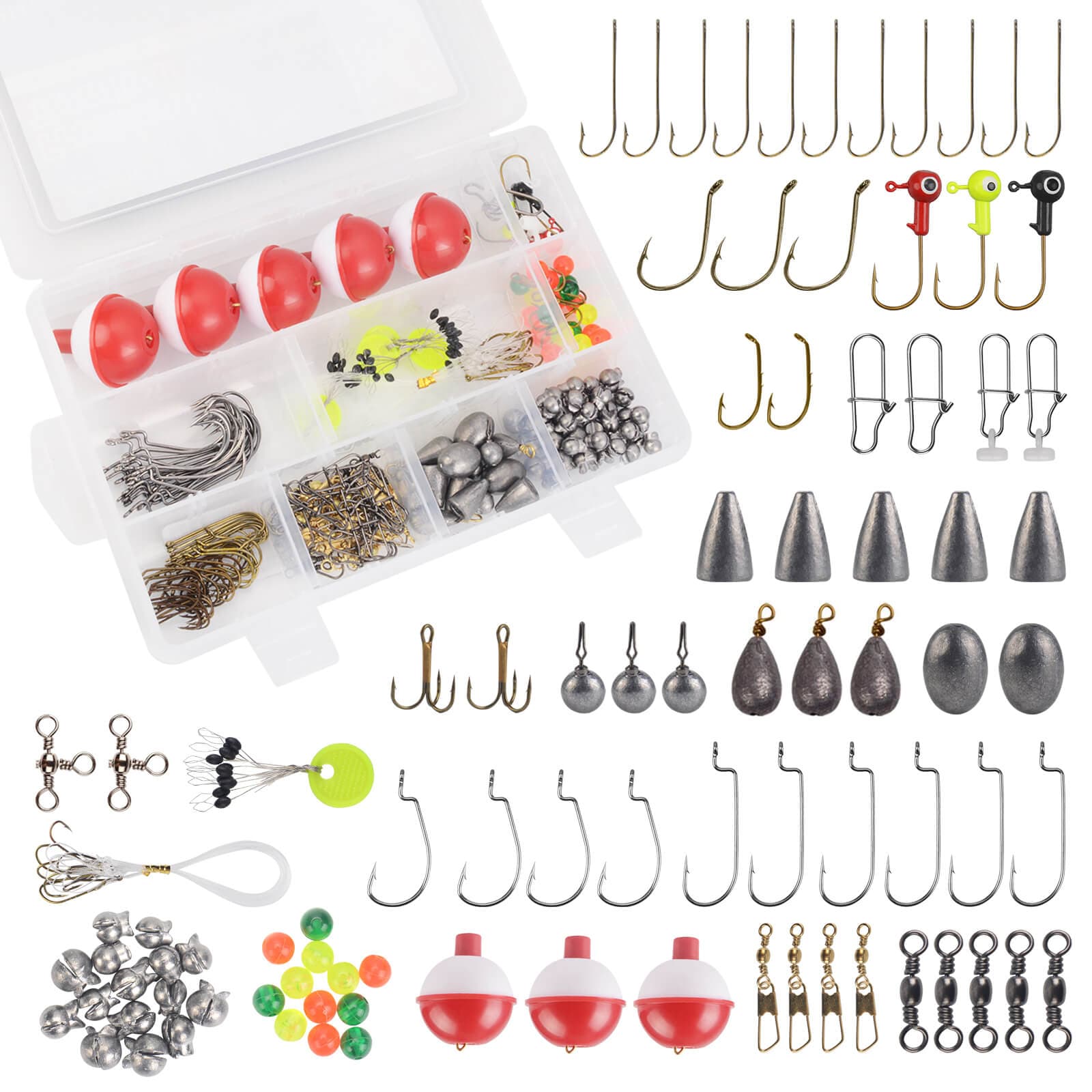 MadBite Species Tackle Kits, 160 pcs Trout Fishing Lures, Hooks, Soft  Plastic Fishing Baits, Terminal Tackle, Weights, Sinkers