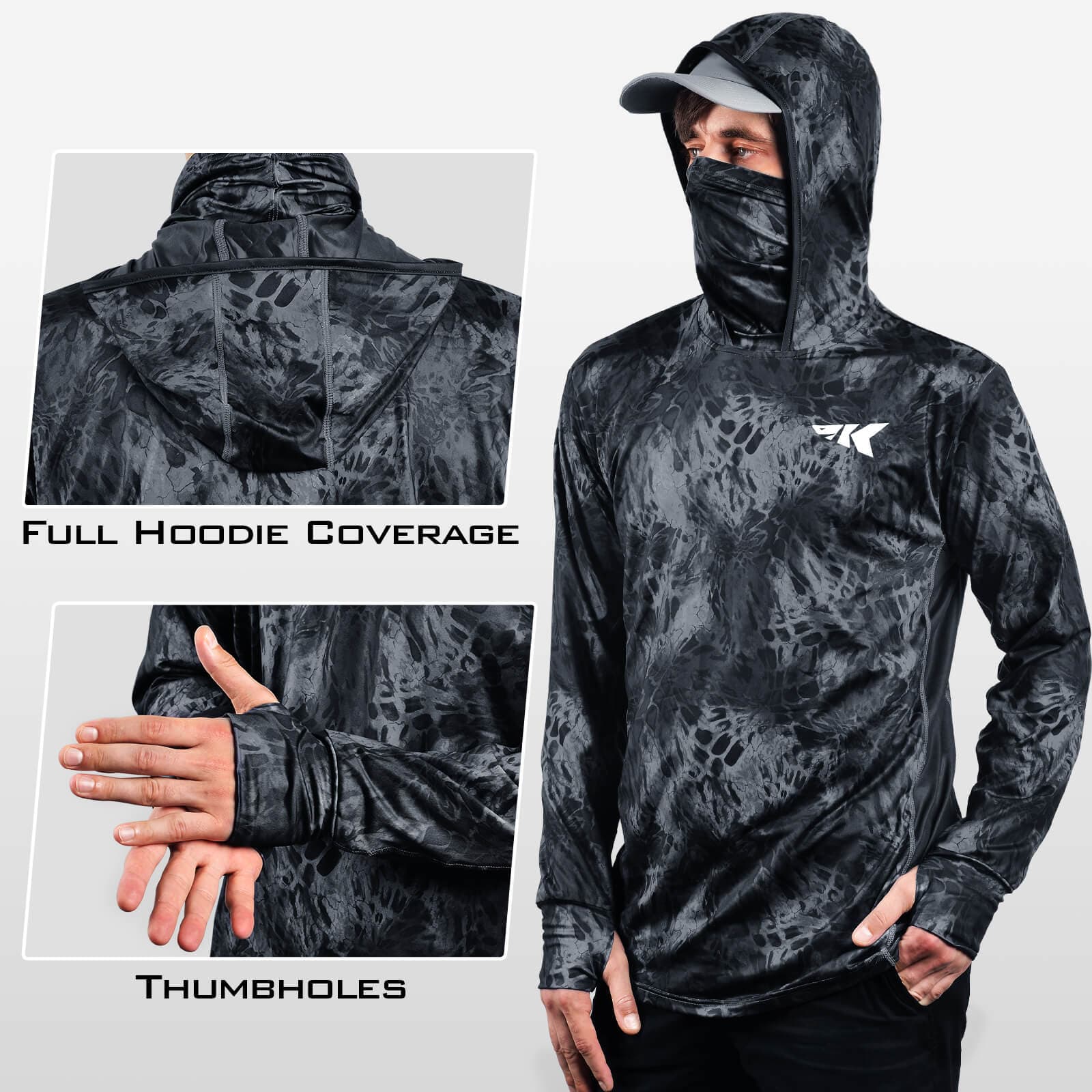 KastKing Mountain Mist Fishing Hoodie Water Resistant Windproof, Breathable  Fleece Lining, Built-In Neck Gaiter & Thumb Holes, Black, XX-Large :  : Clothing, Shoes & Accessories