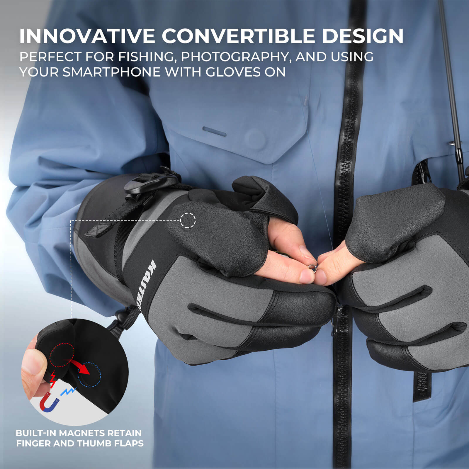 Versatile Design Waterproof Winter Fishing Gloves Ideal For Winter