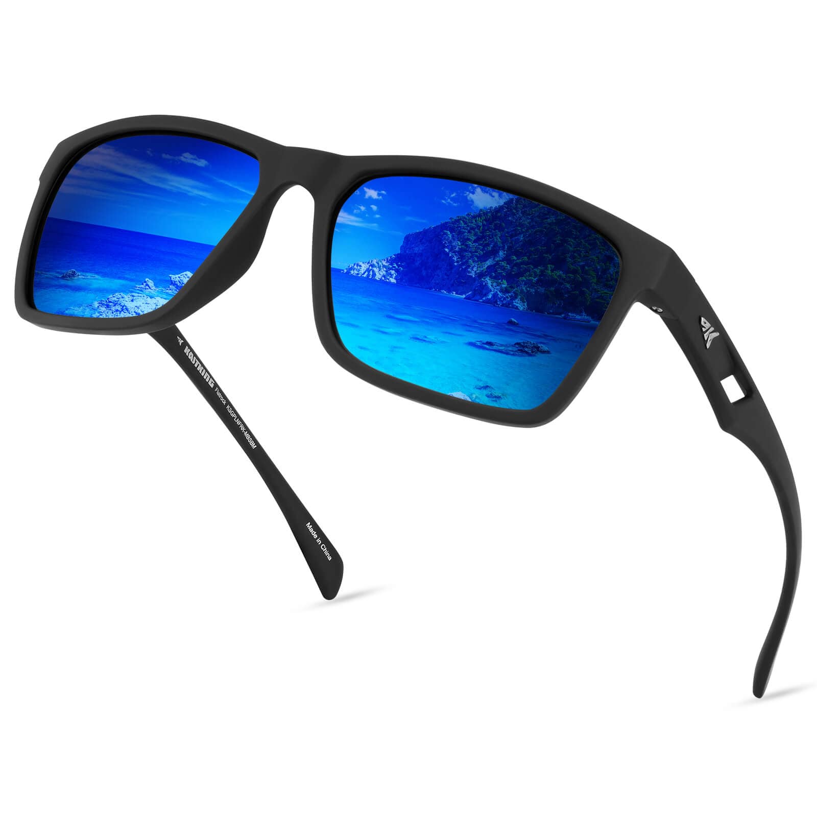 KastKing FlatRock Polarized Sport Sunglasses - Matte Black | Smoke - Cobalt  Mirror