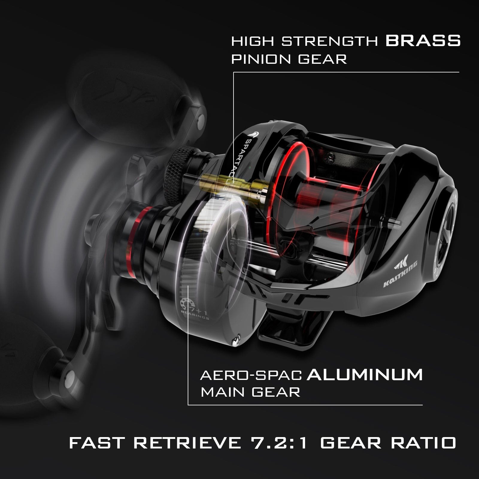 KastKing Spartacus II Baitcasting Reel Black / 7.2:1 / Left Handed KastKing Spartacus II Baitcasting Reel Black / 7.2:1 / Left Handed