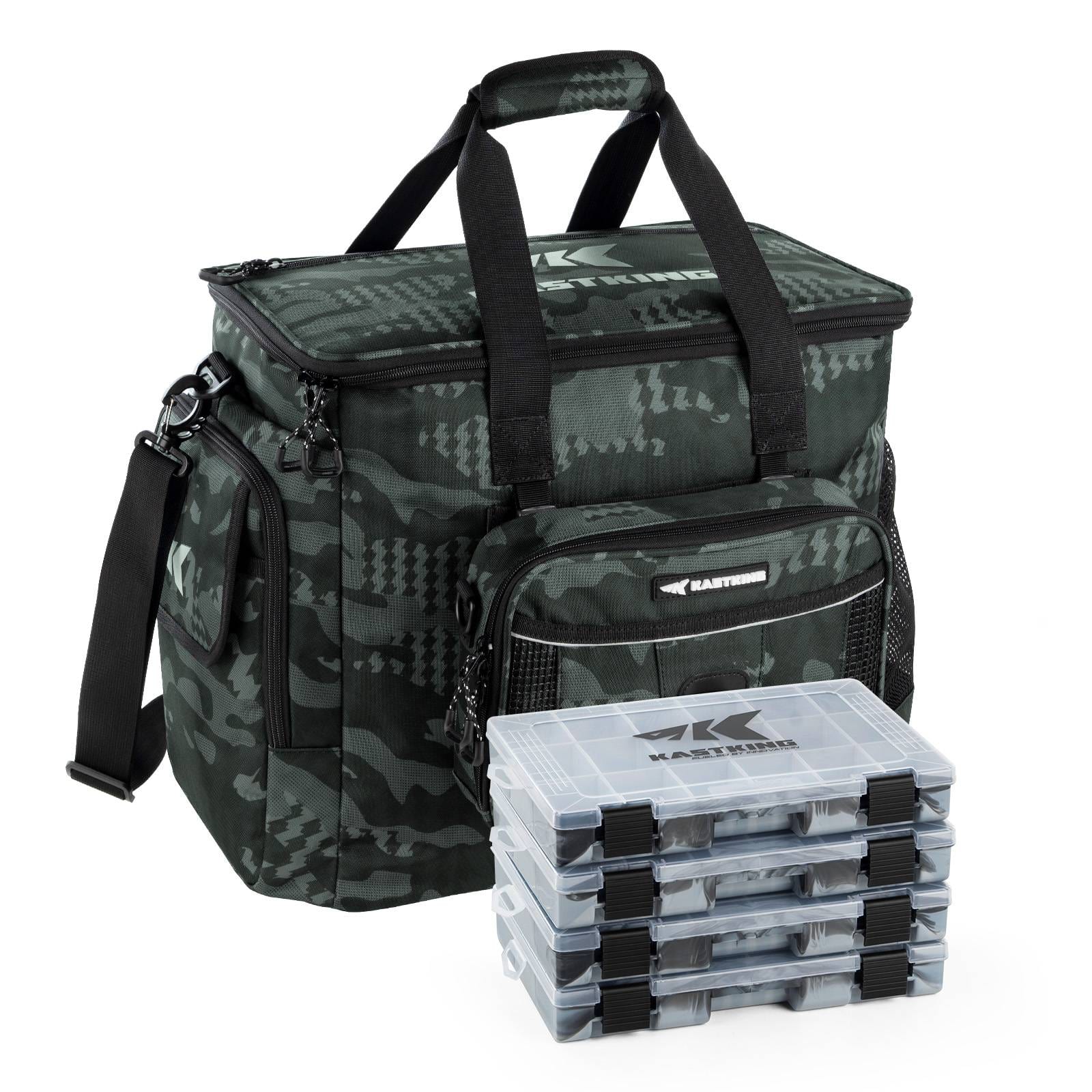 KastKing BaitSpace Fishing Tackle Bag with 4 Tackle Boxes Black Camo / Large(18.9 KastKing BaitSpace Fishing Tackle Bag with 4 Tackle Boxes Black Camo / Large(18.9