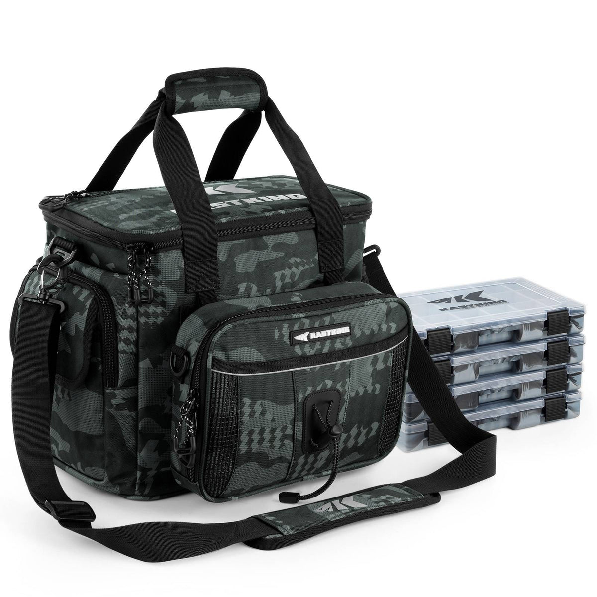 KastKing BaitSpace Fishing Tackle Bag with 4 Tackle Boxes