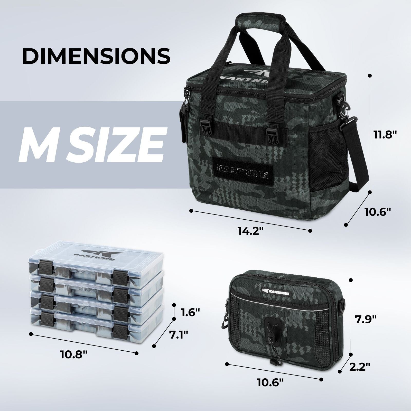 KastKing BaitSpace Fishing Tackle Bag with 4 Tackle Boxes Black Camo / Large(18.9 KastKing BaitSpace Fishing Tackle Bag with 4 Tackle Boxes Black Camo / Large(18.9