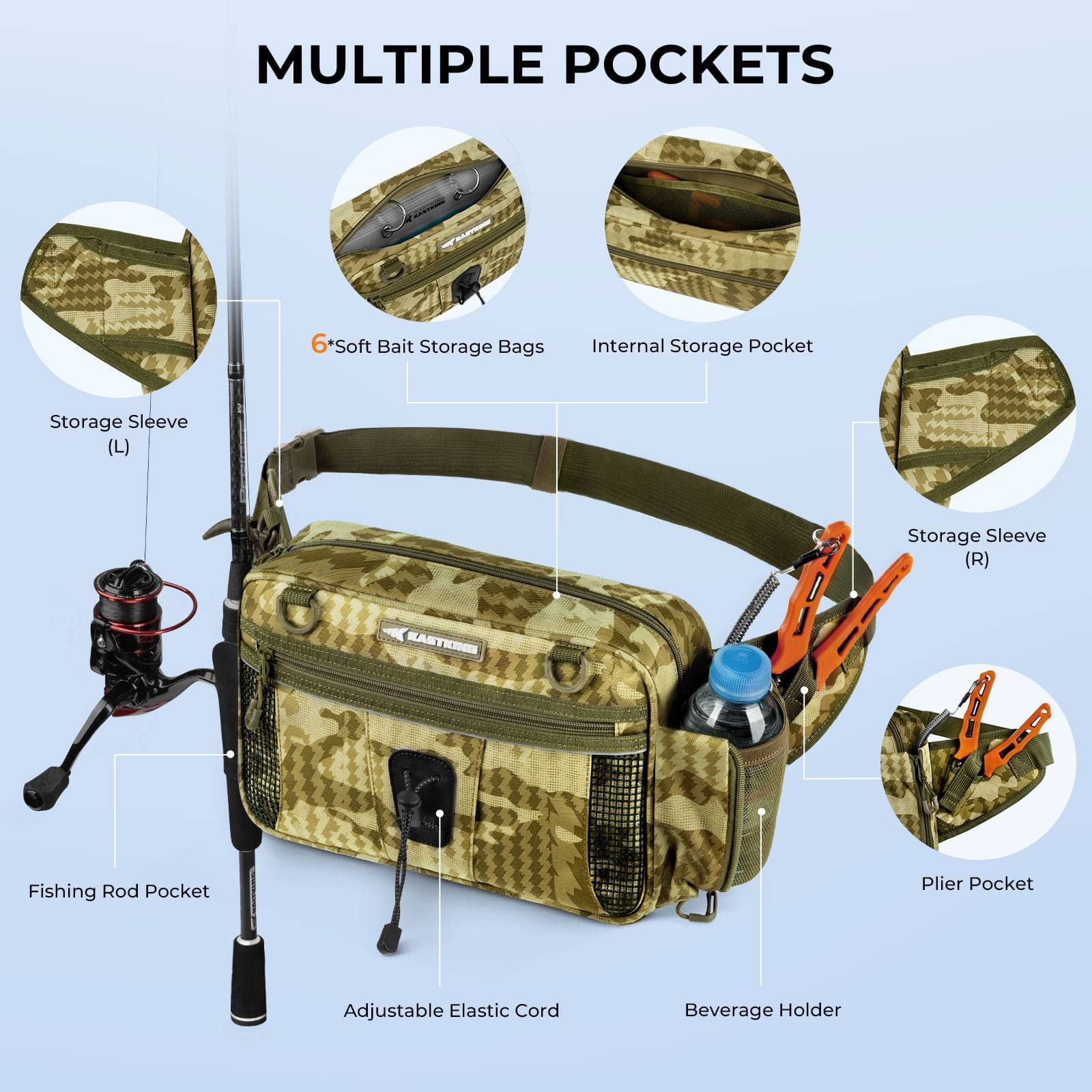 KastKing BaitSpace Waist Bag with 1 Tackle Box