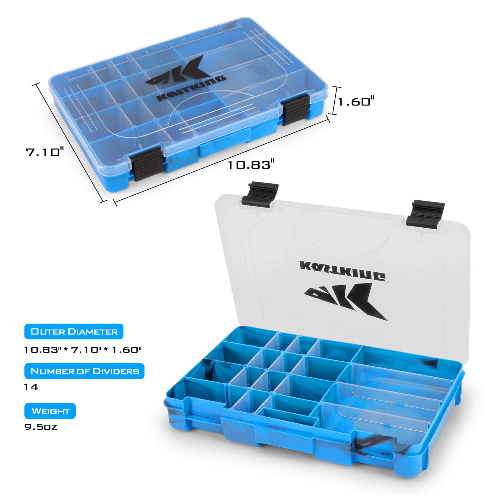  KastKing HyperSeal Waterproof Fishing Tackle Box, Waterproof  3600 and 3700 Tackle Trays, Organizer with Removable Dividers, Lure Box and Terminal  Tackle Storage : Sports & Outdoors