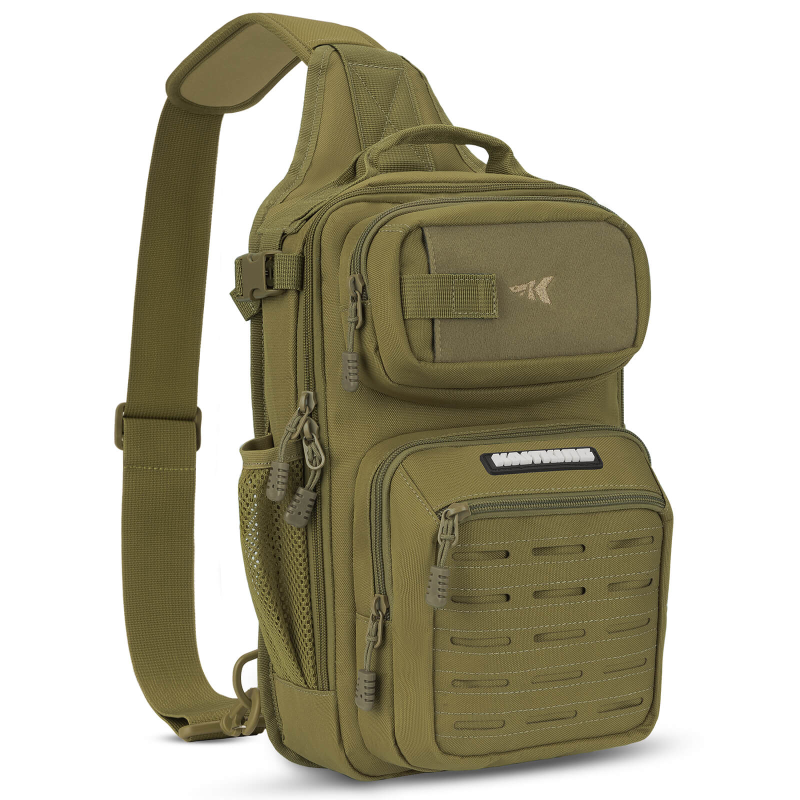 fishing tackle shoulder bags KastKing BlowBak Tactical Fishing Sling Tackle Storage Bag Standard (Crossbody Only) / 8.3''*6.3''*14.5'' / Holds (2) 3600 Box / Green