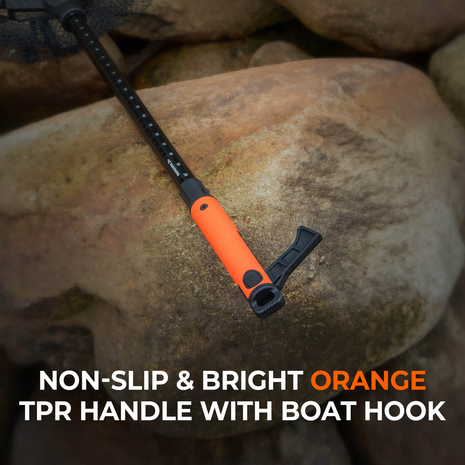 KastKing Folding Landing Net With Boat Hook, Foldable, Extendable, Lightweight & Strong, Multi-Functional Built-in Boat Hook, Non-Slip & Bright Orange