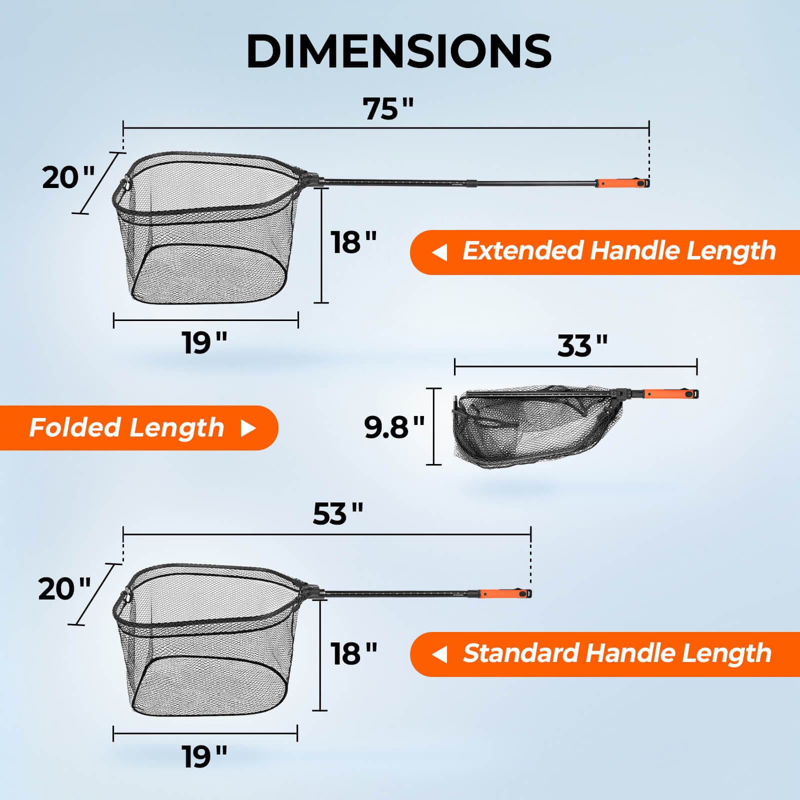 extendable fishing nets KastKing Folding Landing Net With Boat Hook, Foldable, Extendable, Lightweight & Strong, Multi-Functional Built-in Boat Hook, Non-Slip & Bright Orange