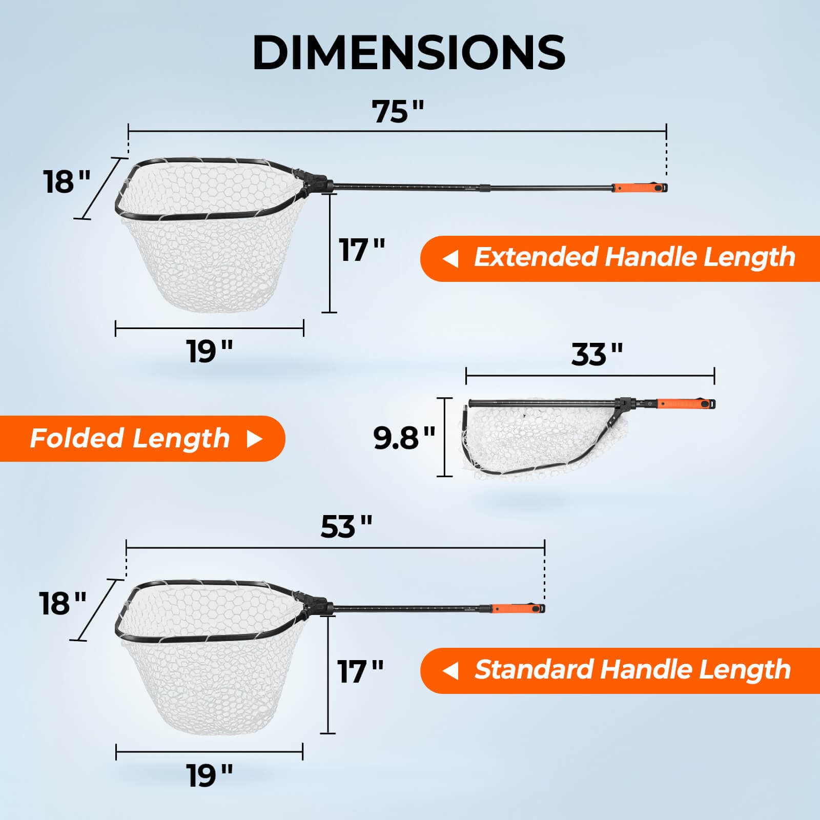 extendable fish net KastKing Folding Landing Net With Boat Hook, Foldable, Extendable, Lightweight & Strong, Multi-Functional Built-in Boat Hook, Non-Slip & Bright Orange