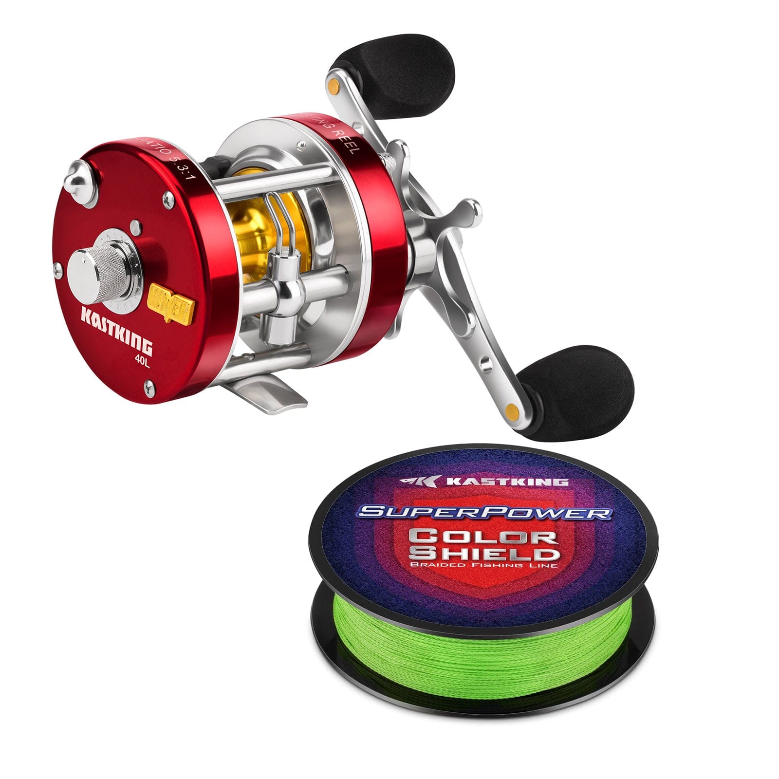 KastKing Rover Round Baitcasting Reel and SuperPower ColorShield Braid