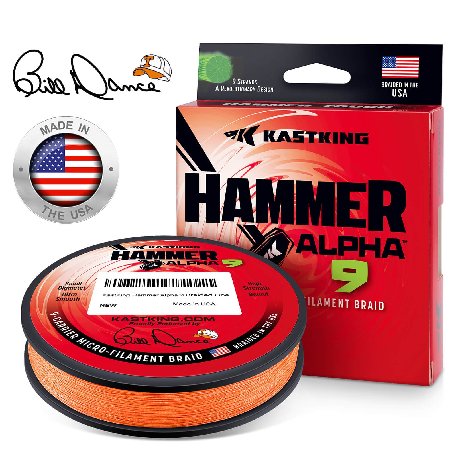 KastKing Hammer Alpha 9 UHMWPE 300Yds Braided Fishing Line Yellow / 80 lb KastKing Hammer Alpha 9 UHMWPE 300Yds Braided Fishing Line Yellow / 80 lb