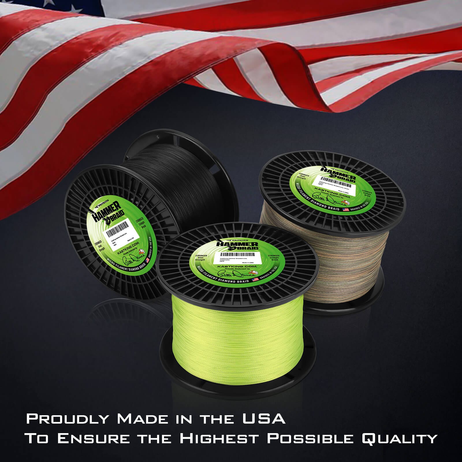 KastKing Hammer Braided Fishing Line Chartreuse / 150 Yds / 65 lb KastKing Hammer Braided Fishing Line Chartreuse / 150 Yds / 65 lb