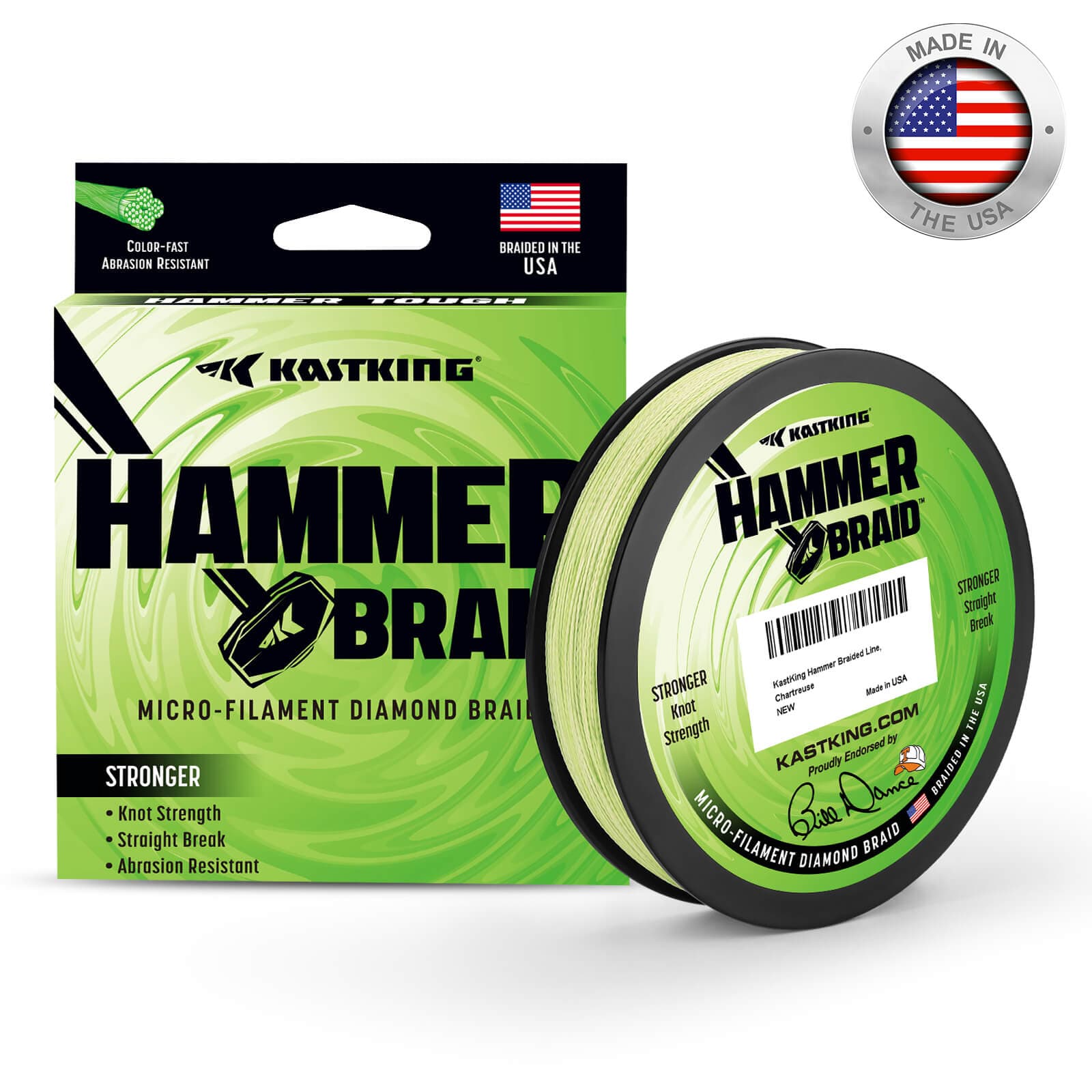 KastKing Hammer Braided Fishing Line Chartreuse / 150 Yds / 65 lb KastKing Hammer Braided Fishing Line Chartreuse / 150 Yds / 65 lb