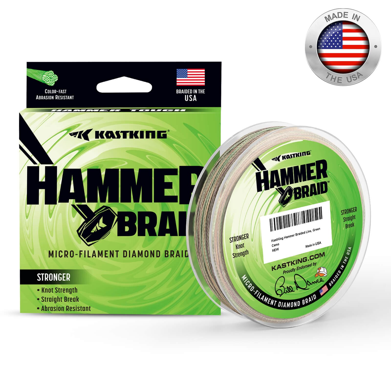 KastKing Hammer Braid Fishing Line - Abrasion Resistant Braided Line, Thin Diameter Superline, Made in The USA, Tighter Diamond Braid, Zero Stretch