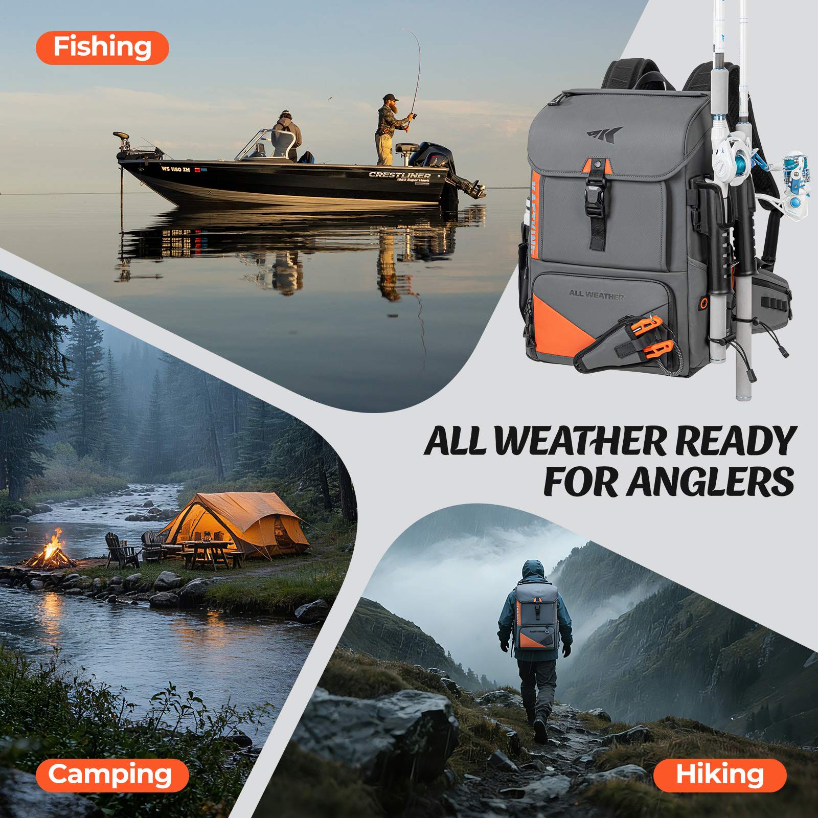 KastKing All Weather Fishing Tackle Backpack KastKing All Weather Fishing Tackle Backpack