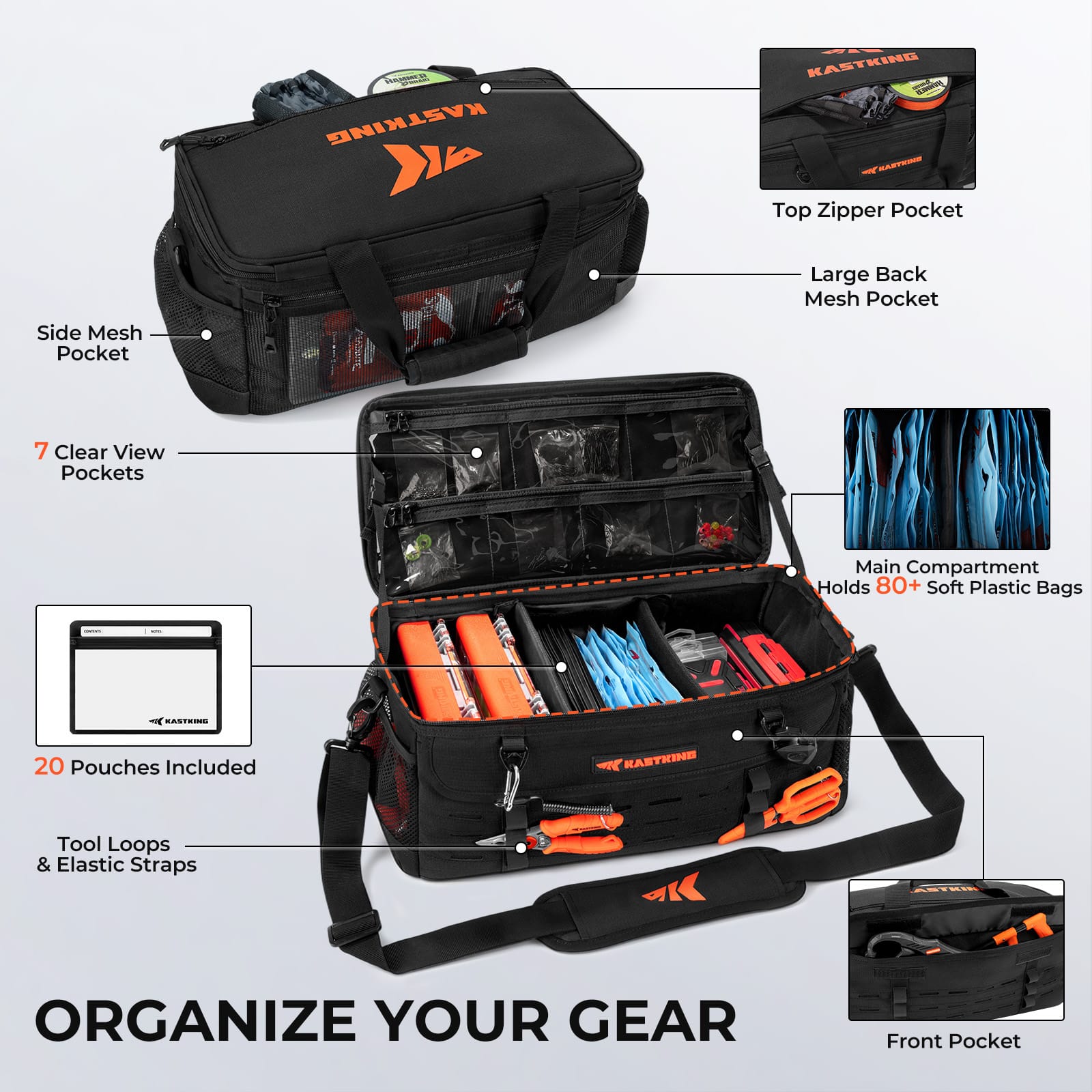 KastKing Bait Boss Extra-Large Soft Plastic Fishing Tackle Bag