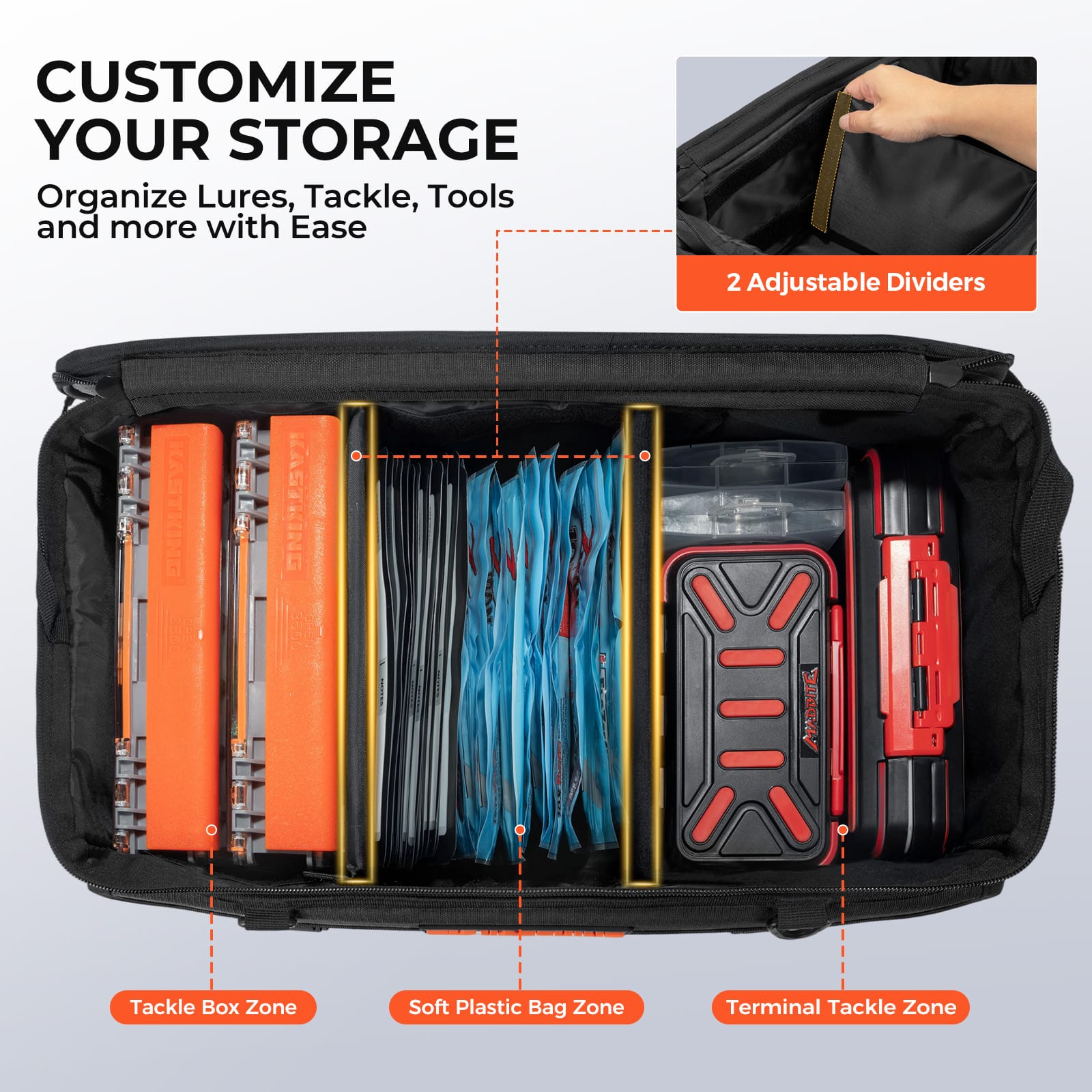 KastKing Bait Boss Extra-Large Soft Plastic Fishing Tackle Bag