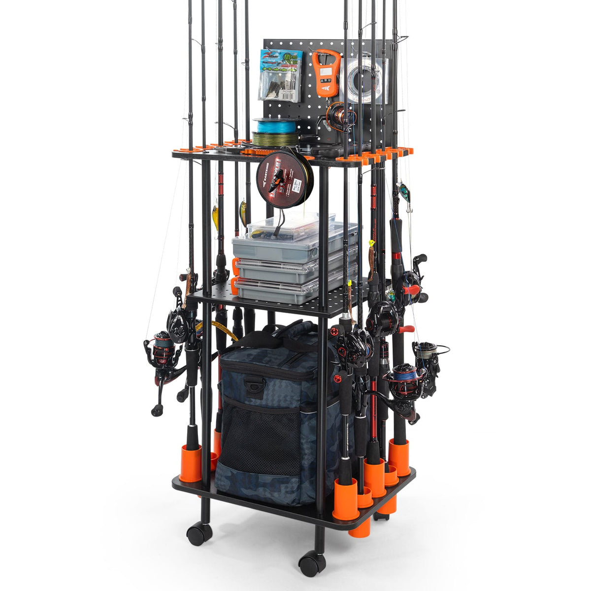 bicycle fishing pole tacklebox rack KastKing Gear Trolley Rod Rack Small (17"x13"x43.5")