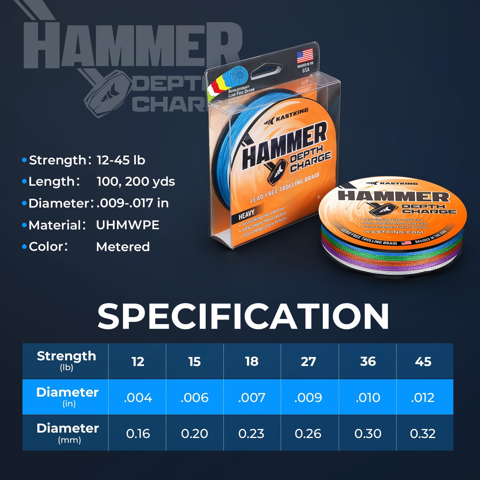 KastKing Hammer Depth Charge Weighted Fishing Line