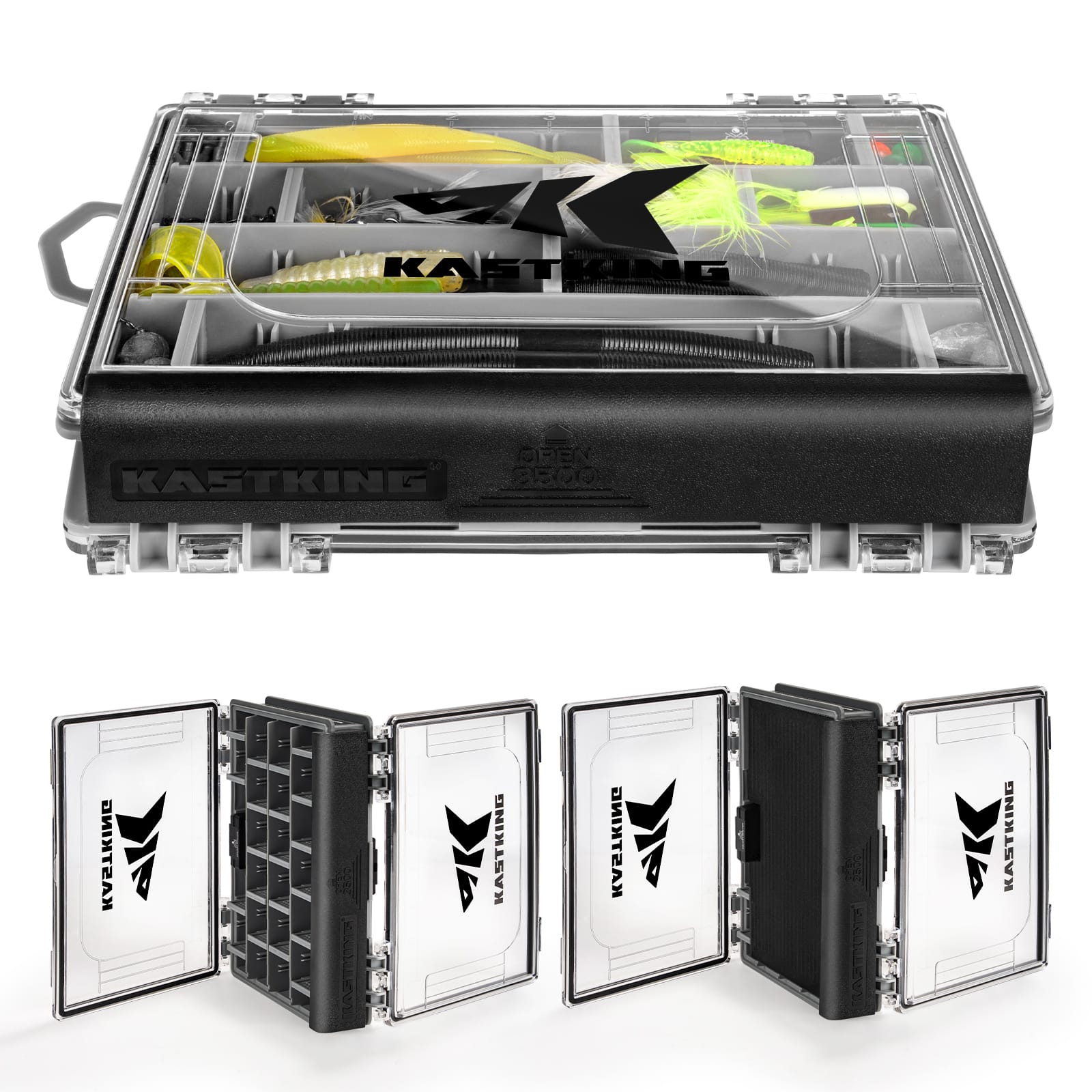 KastKing HyperSeal Waterproof Tackle Box, 3600 and 3700 Tackle Boxes for Fishing, Fishing Tackle Box Organizer with Removable Dividers, Lure Box and