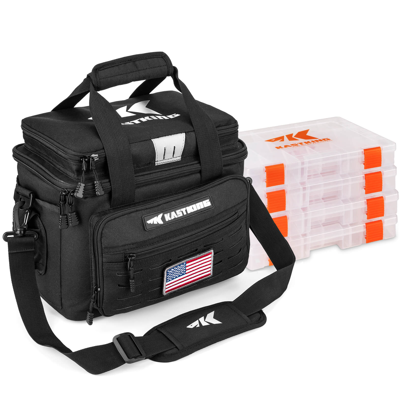 KastKing Karryall Fishing Tackle Bags - Medium - Black / Bag with 4pcs  Tackle Box
