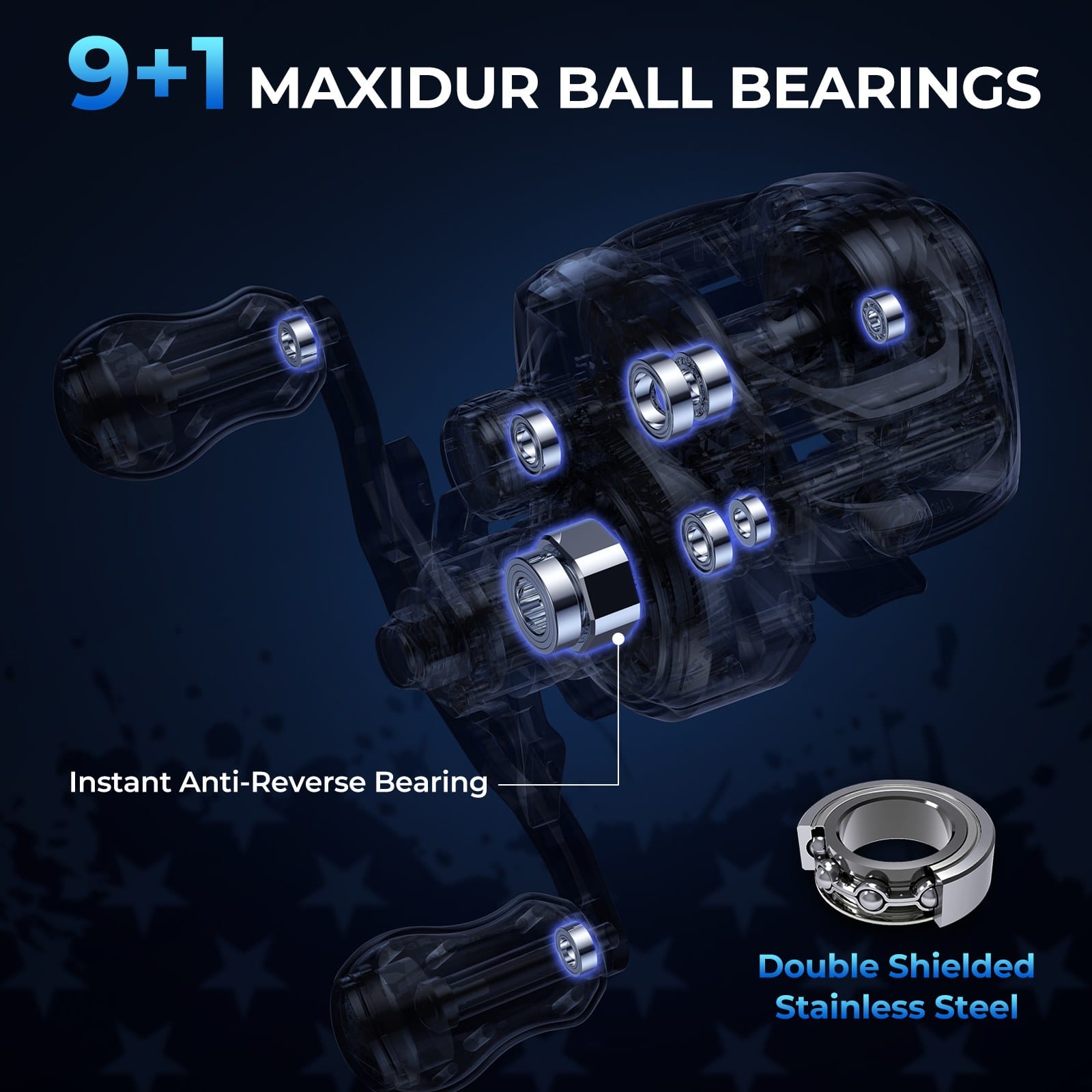 KastKing Royale Legend Patriot Twin-Tip Baitcaster Rod and Reel Combo