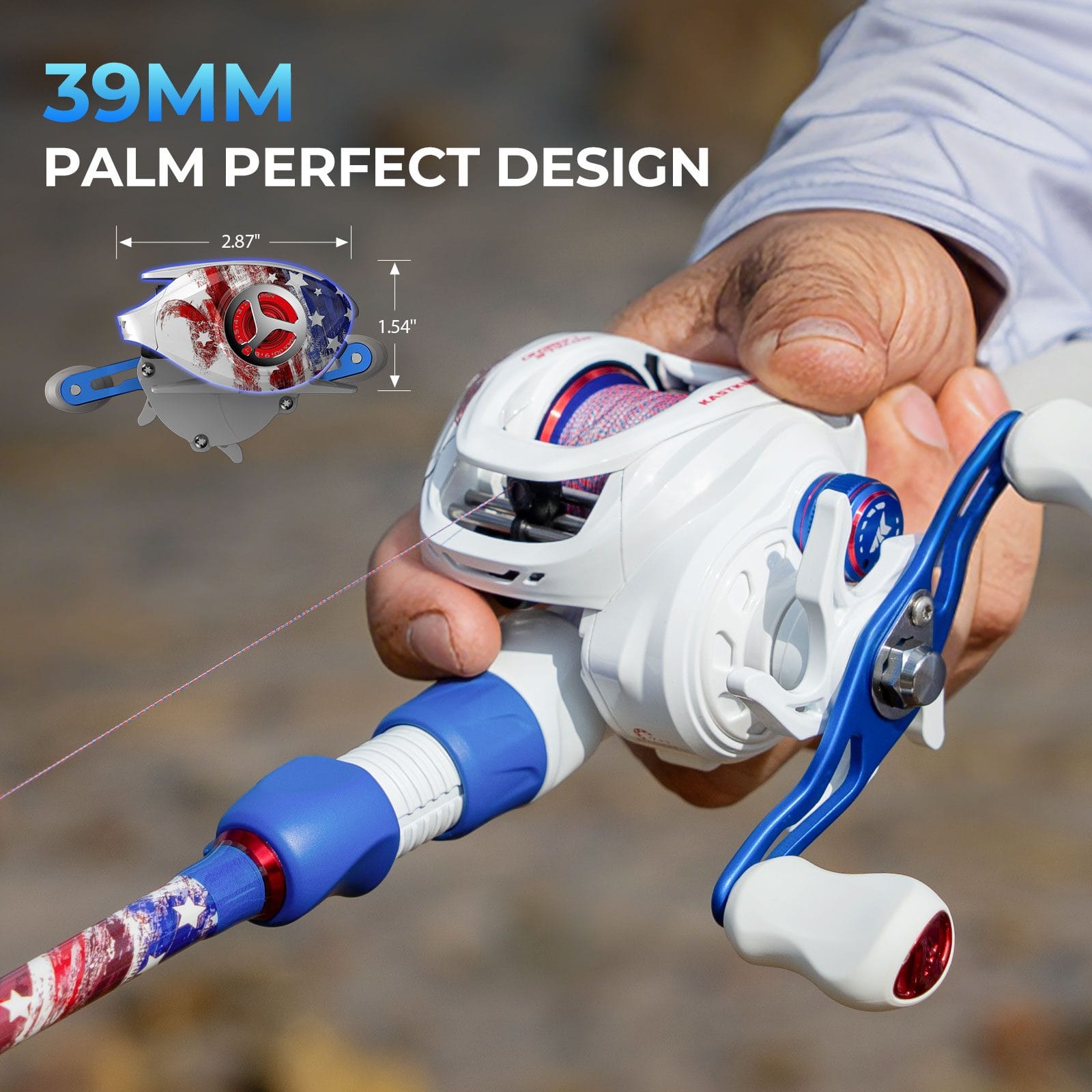 KastKing Royale Legend Patriot Twin-Tip Baitcaster Rod and Reel Combo