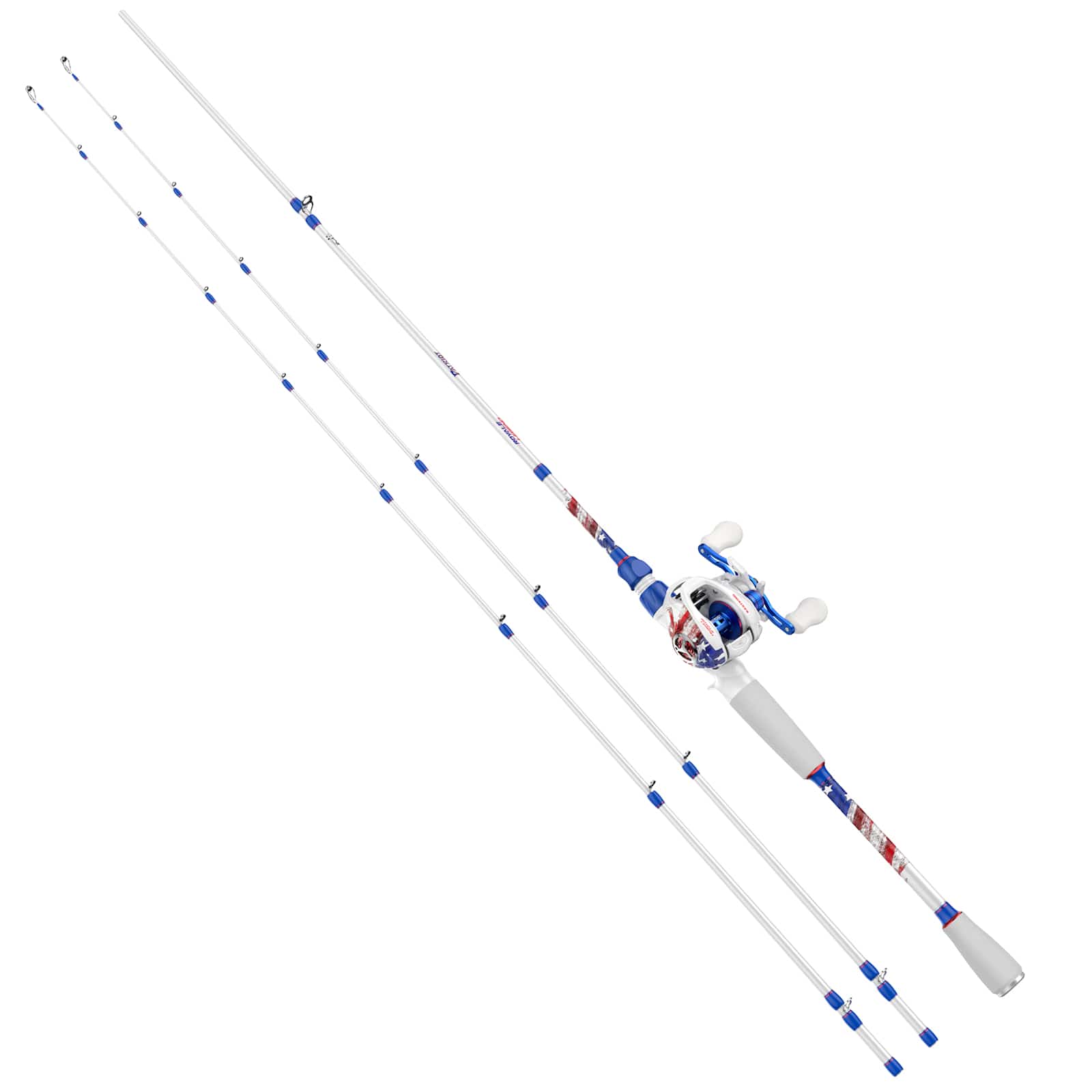 baitcasting reel on spinning rod KastKing Royale Legend Patriot Twin-Tip Baitcaster Rod and Reel Combo