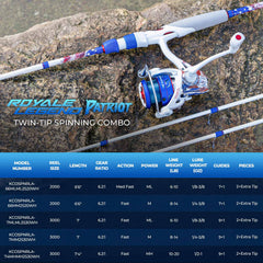 KastKing Royale Legend Patriot Twin-Tip Spinning Rod and Reel Combo