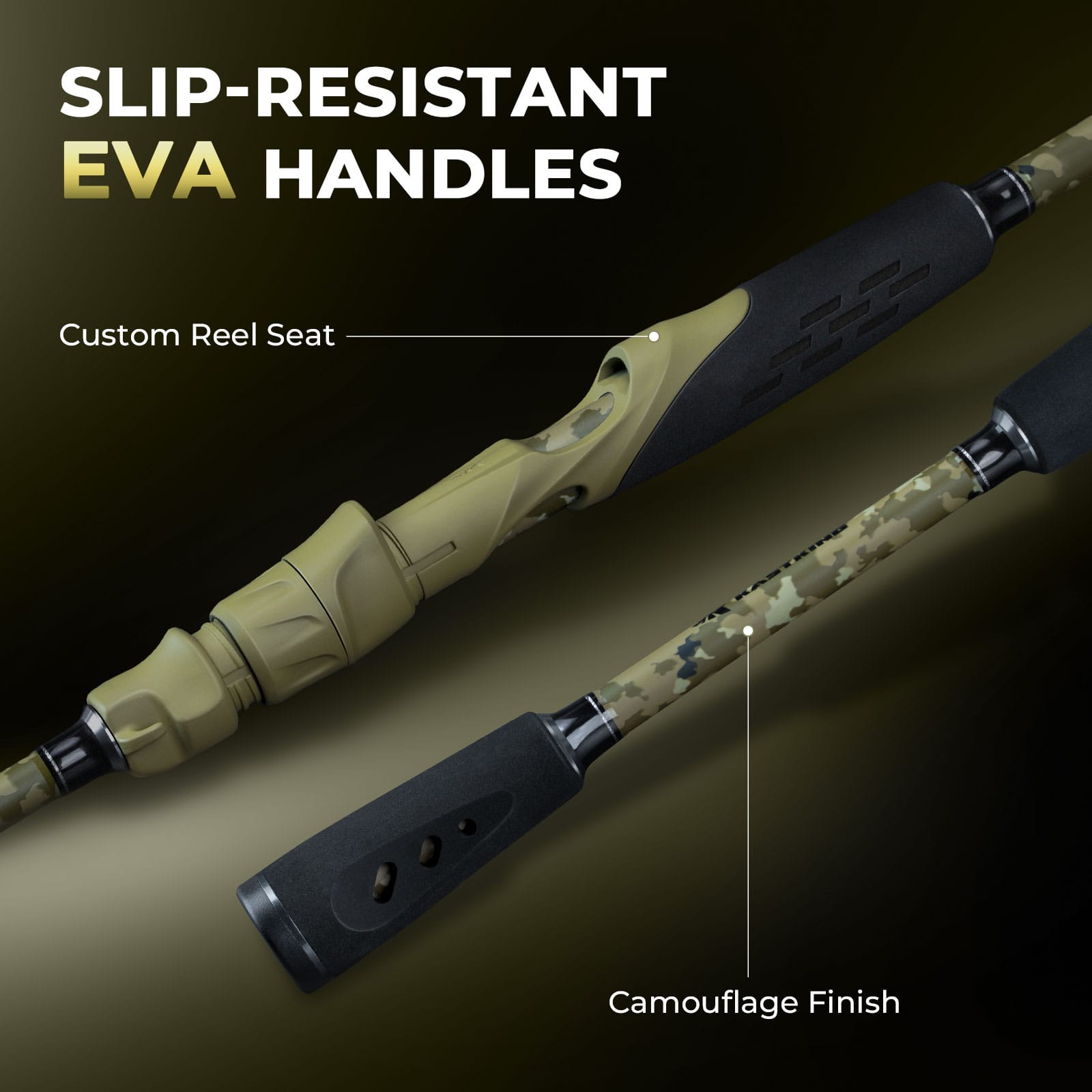 camouflage fishing rod and reel combo KastKing Spartacus Defender Twin-Tip Spinning Rod and Reel Combo