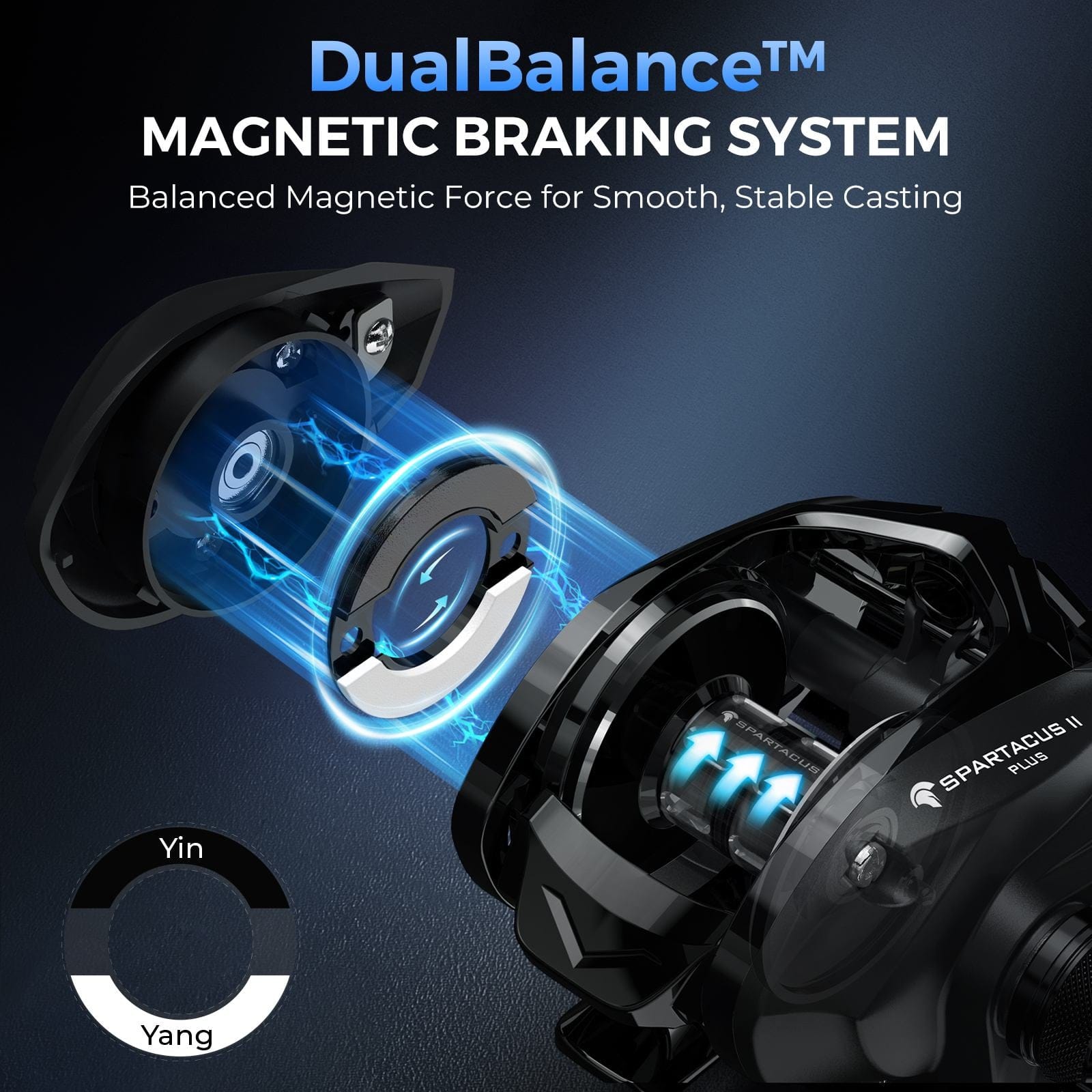 baitcaster reel magnetic braking system KastKing Spartacus II Plus Baitcasting Reel 8.0:1 / Left Handed