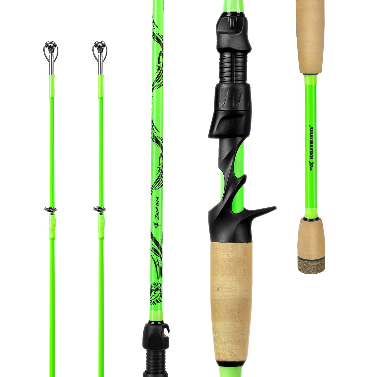 baitcasting rod with 2 tips 6 FAST ACTION (LIGHT TIP + MEDIUM-LIGHT TIP) ATHENA 2-PIECE FINESSE (TWO INCLUDED) Sensitive Construction Made from 24 KastKing Twin-Tip Baitcaster Combo, 7'6''