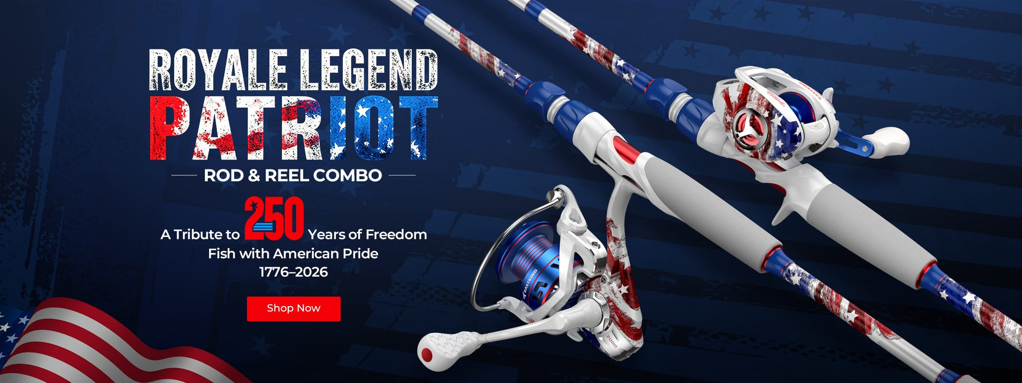 american flag baitcasting rods MondoCat 8' Patriot Pole & Abu S-5500 Reel Combo line fishing rod and reel set designed for anglers who demand the best Spinning Reel American Flag Baitcaster