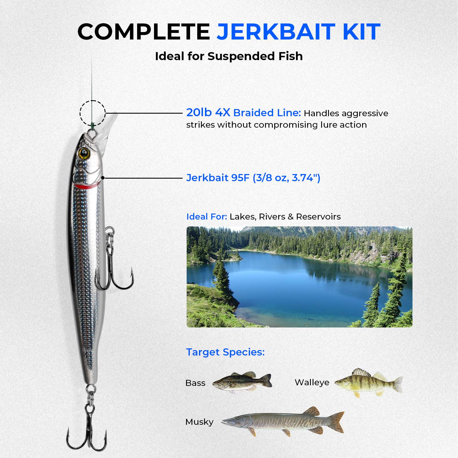 KastKing Superpower Braided Fishing Line and Lure Kit