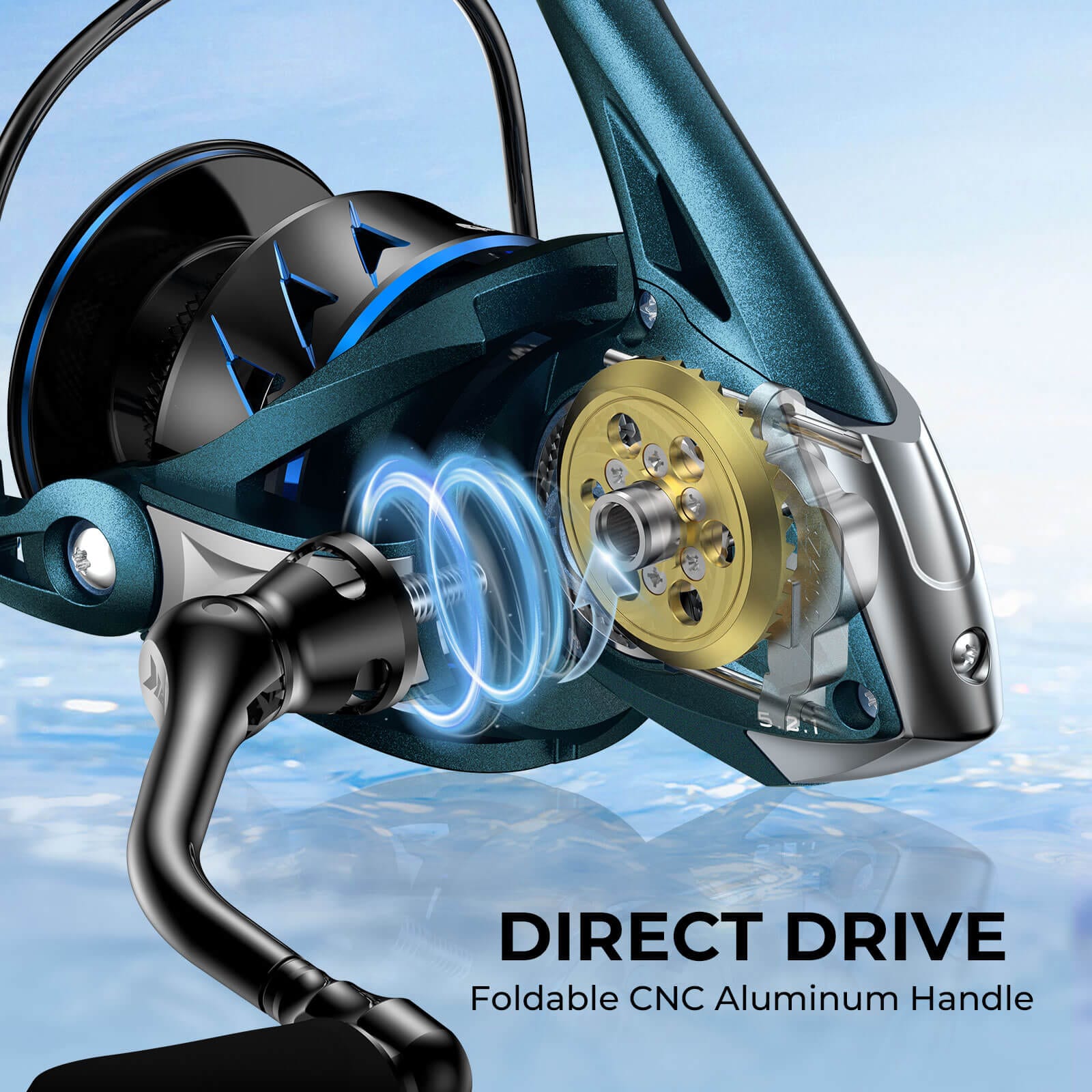 folding shimano spinning reel handle KastKing MegaJaws Spinning Reel