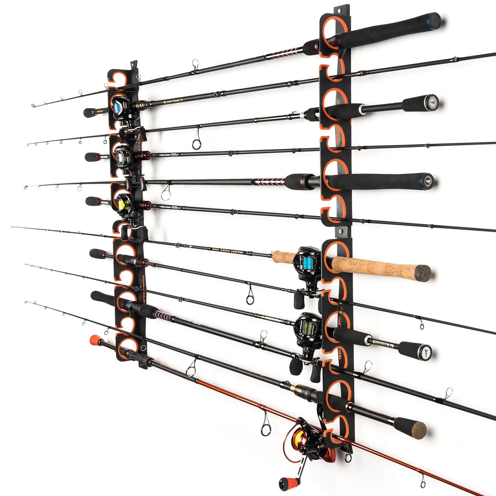 ZENFUN Set of 2 Horizontal Fishing Rod Holder, Fishing Rod Racks Wall  Mount, Fishing Pole Holders to Hold 6 Rods, Fishing Rod Holders for Garage