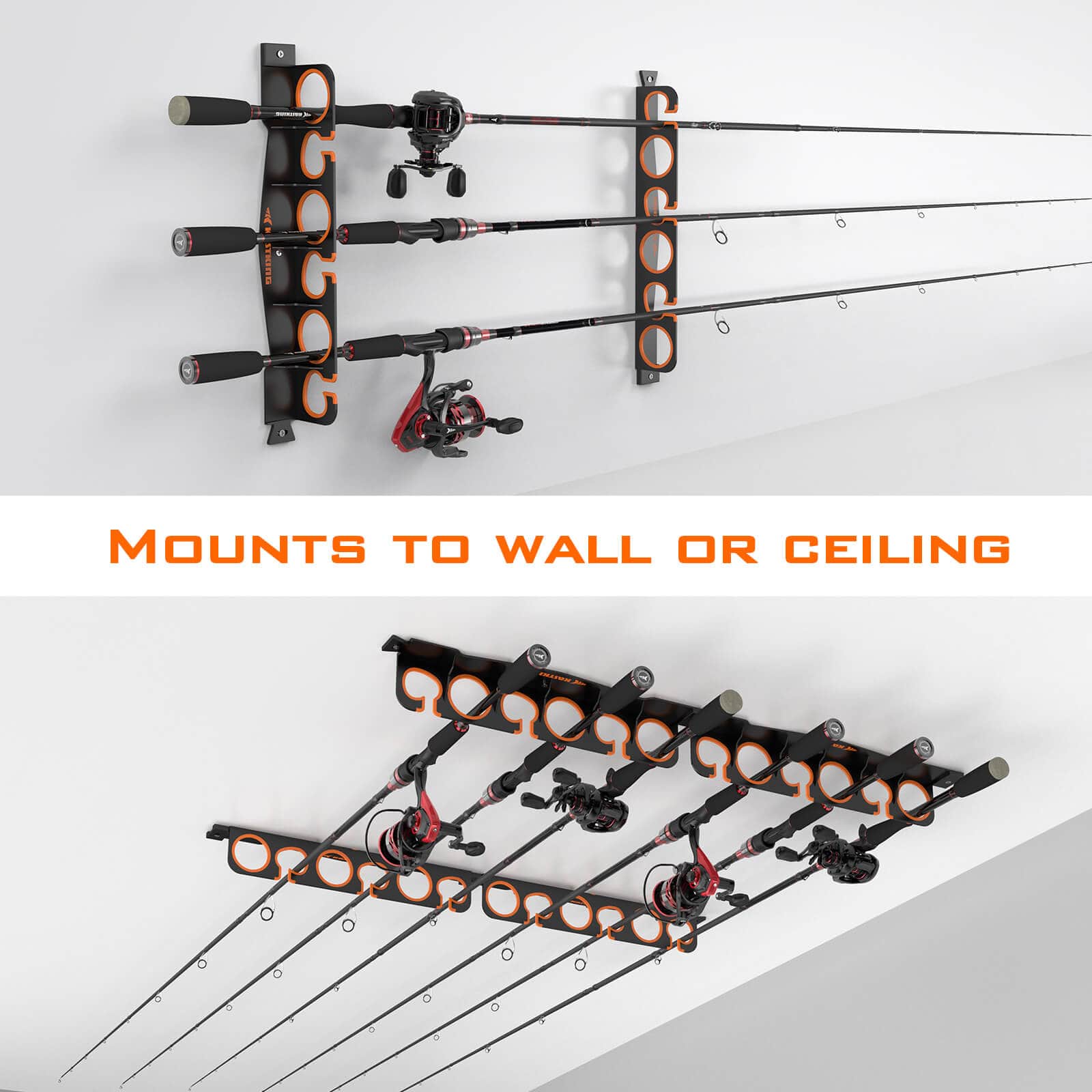 3 Pairs Fishing Rod Holders 6 Rod Rack Wall Mounted Vertical Rod Rack  Fishing Pole Holders for Garage, Wall, Ceiling Rod Stand